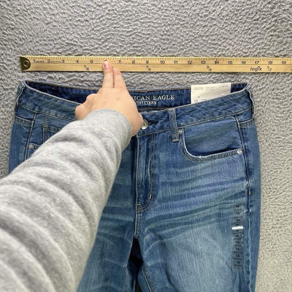 American Eagle Jeans Womens 12 Blue High Rise Tomgirl Distressed - Picture 10 of 15